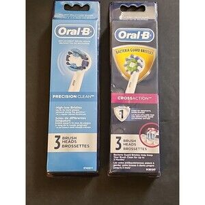 New Oral-B Precision Clean & CrossAction 6 Total Replacement Brush Heads 2 Packs